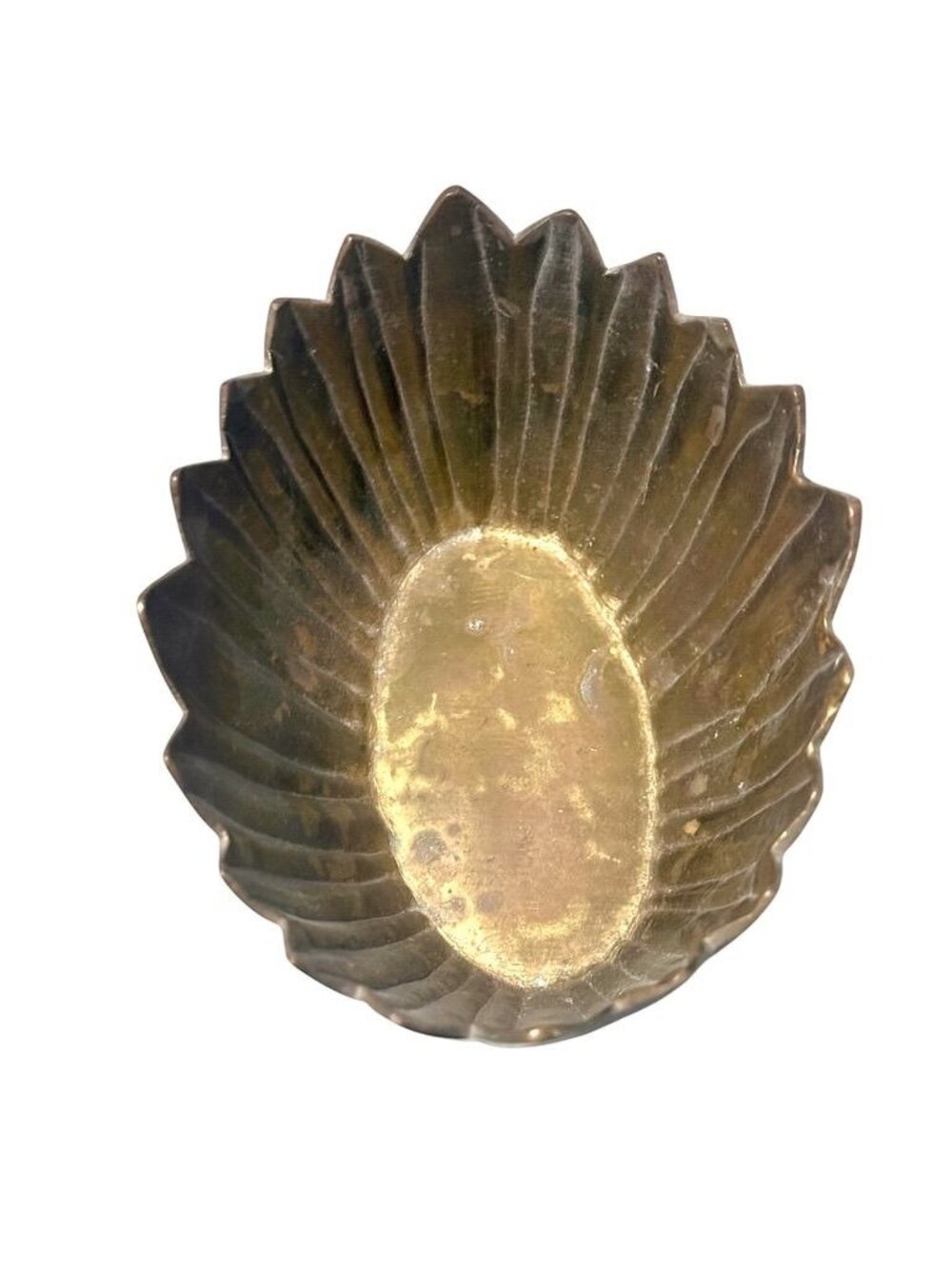 Vintage Brass Fluted Decorative Bowl With Scalloped Rim - Picture 4 of 10